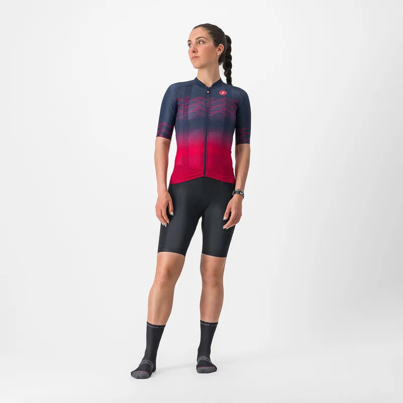 Castelli Climber's 2.0 Women's Short Sleeve Jersey in Belgian Blue/Persian Red